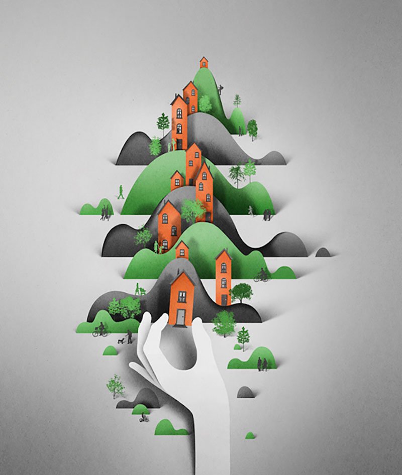 EikoOjala_printaly_03 - Blog Printaly.com Digital Papercut Illustration - Eiko Ojala