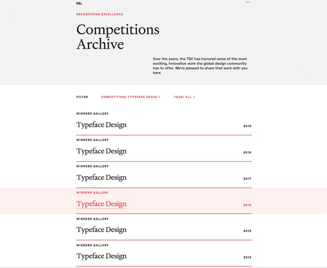 l'archivio online del Type Directors Club