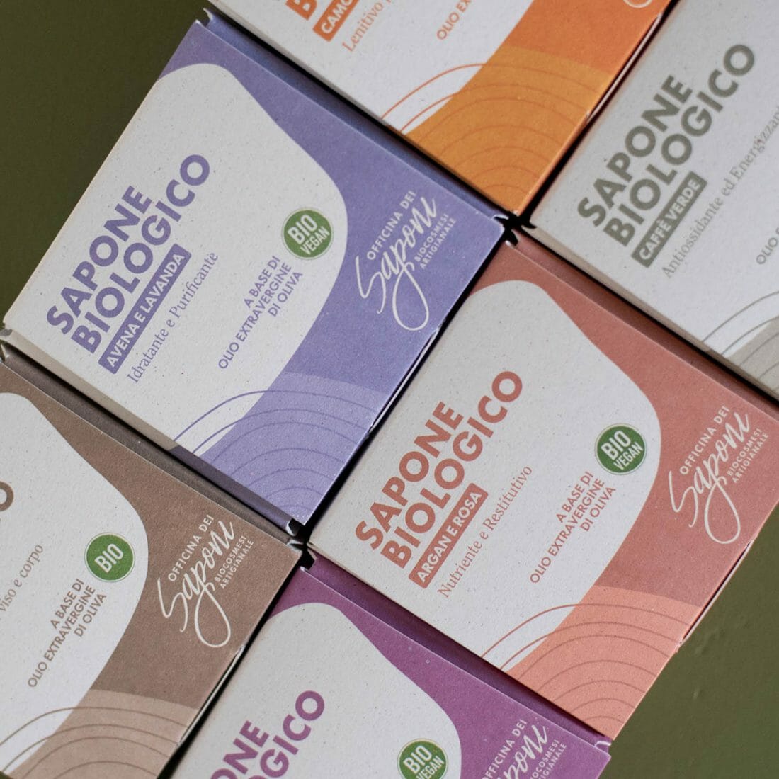 Packaging sostenibile Officina dei Saponi - Favini Crush Mais
