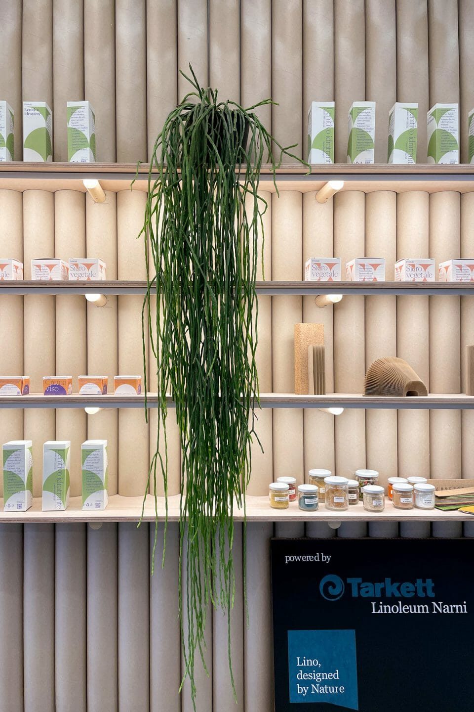 l'allestimento in cartone di Printaly e Materieunite per il Sana