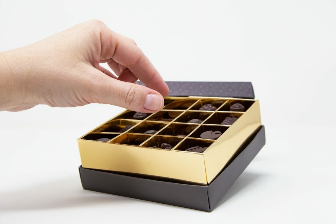 scatola di cioccolatini per pasticceria